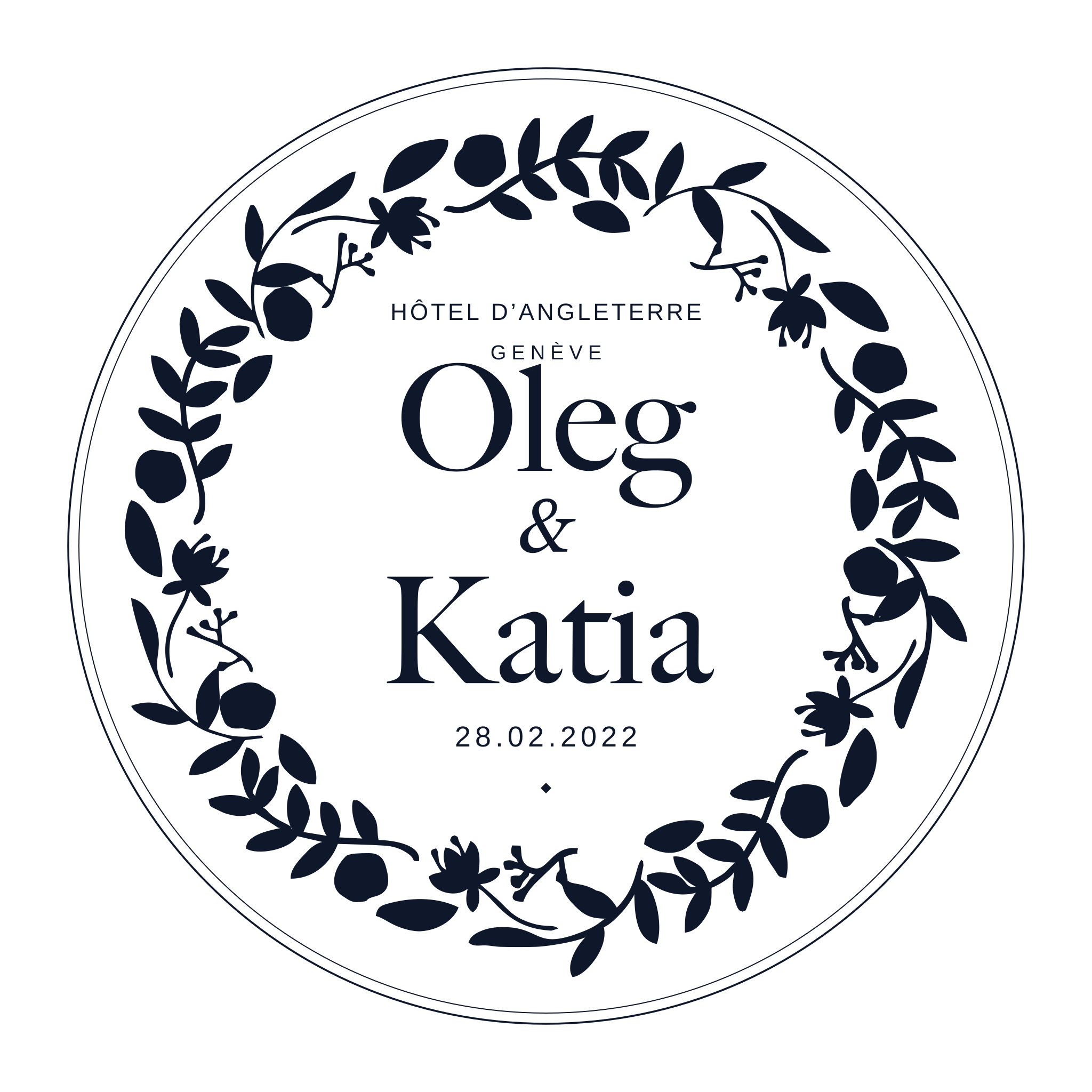 AI stamp maker example: Wedding seal with names and date on an invitation